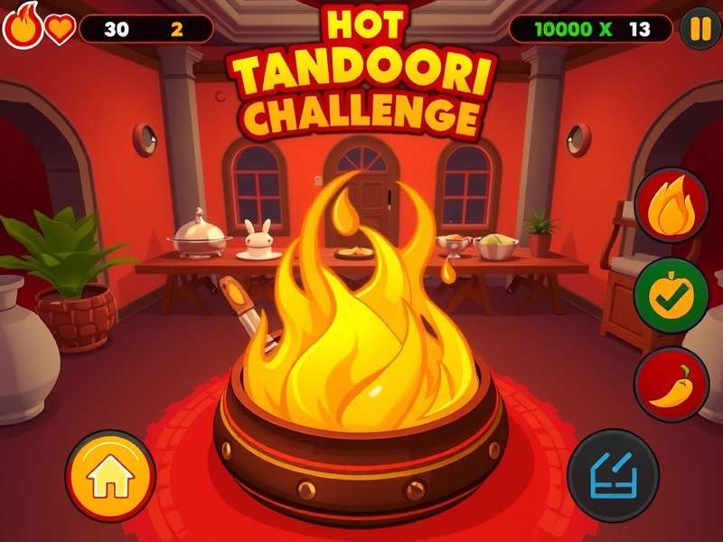 Hot Tandoori Challenge game screenshot showing spicy food challenge